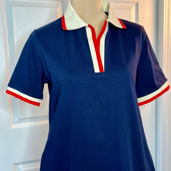 Cynthia Rowley Navy Dress with Red and White Trim, Size M. - Picture 6 of 15